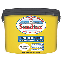 Sandtex Fine Textured Masonry Paint Pure Brilliant White 10Ltr