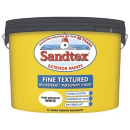 Sandtex 10Ltr Fine Textured Pure Brilliant White Masonry Paint