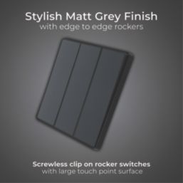 British General Evolve 20A 16AX 3-Gang 2-Way Light Switch  Grey