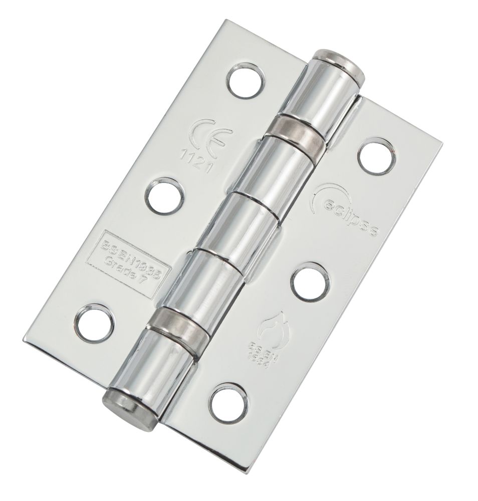 Eclipse Polished Chrome Grade 7 Fire Door Ball Bearing Hinges 76mm x