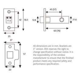 ERA Zinc 188-92 Tubular Mortice Latch 64mm Case - 45mm Backset