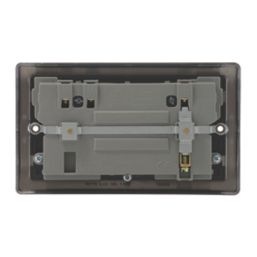 British General Nexus Metal 13A 2-Gang SP Switched Socket + 3.1A 15.5W 2-Outlet Type A USB Charger Black Nickel with Black Inserts