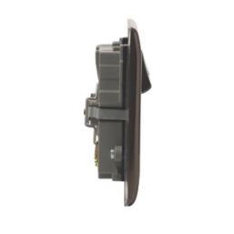 British General Nexus Metal 13A 2-Gang SP Switched Socket + 3.1A 15.5W 2-Outlet Type A USB Charger Black Nickel with Black Inserts