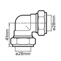 Flomasta  Brass Compression Equal 90° Elbow 28mm
