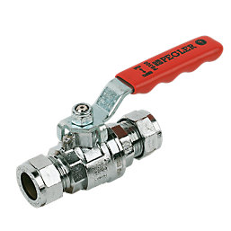 Pegler PB300 Compression Full Bore 15mm Ball Valve with Red Handle