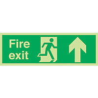 Nite-Glo  Photoluminescent "Fire Exit" Up Arrow Sign 150 x 450mm