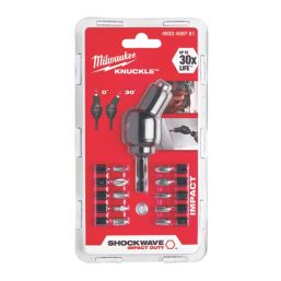 Milwaukee Shockwave 1/4" Hex Shank Mixed Screwdriver Bit Set with Knuckle Attachment 11 Pieces