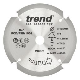 Trend PCD/FSB/1654 Multi-Material Saw Blade 165mm x 20mm 4T