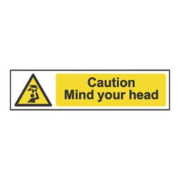 Essentials 'Caution Mind Your Head' Sign 50mm x 200mm