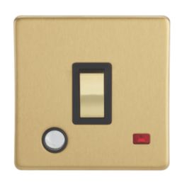 Contactum Lyric 20A 1-Gang DP Control Switch & Flex Outlet Brushed Brass with Neon with Black Inserts