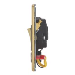 Contactum Lyric 20A 1-Gang DP Control Switch & Flex Outlet Brushed Brass with Neon with Black Inserts