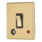 Contactum Lyric 20A 1-Gang DP Control Switch & Flex Outlet Brushed Brass with Neon with Black Inserts