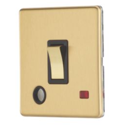 Contactum Lyric 20A 1-Gang DP Control Switch & Flex Outlet Brushed Brass with Neon with Black Inserts