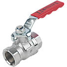 Pegler PB500 Compression Full Bore 3/4" Lever Ball Valve with Red Handle