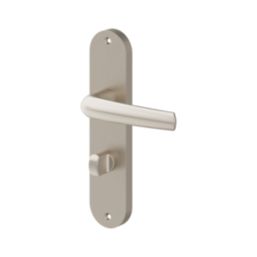 Cooke & Lewis Amga WC Lever on Backplate Handle Pair Satin Nickel