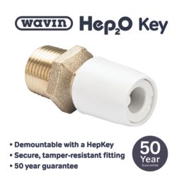 Hep2O  Plastic Push-Fit Adapting Male Coupler 10mm x 1/2"