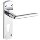 Smith & Locke Crane Fire Rated Euro Lock Door Handles Pair Polished Chrome