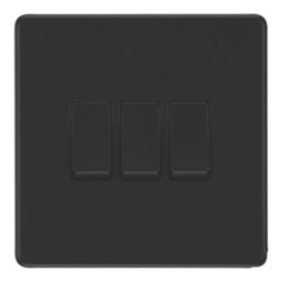 LAP  20A 16AX 3-Gang 2-Way Switch  Matt Black with Colour-Matched Inserts