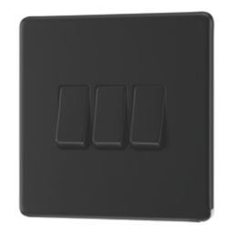 LAP  20A 16AX 3-Gang 2-Way Switch  Matt Black with Colour-Matched Inserts