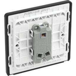 British General Evolve 20A 16AX 1-Gang 2-Way Wide Rocker Light Switch  Grey with Black Inserts