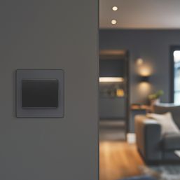 British General Evolve 20A 16AX 1-Gang 2-Way Wide Rocker Light Switch  Grey with Black Inserts