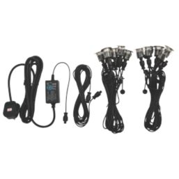 Saxby Ikon Pro 35mm Outdoor Round LED Deck Light Kit Polished Stainless Steel 7.5W 10 x 28lm 10 Pack
