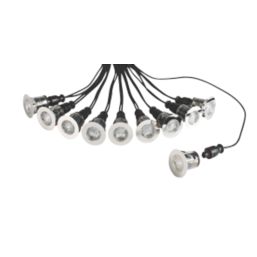 Saxby Ikon Pro 35mm Outdoor Round LED Deck Light Kit Polished Stainless Steel 7.5W 10 x 28lm 10 Pack