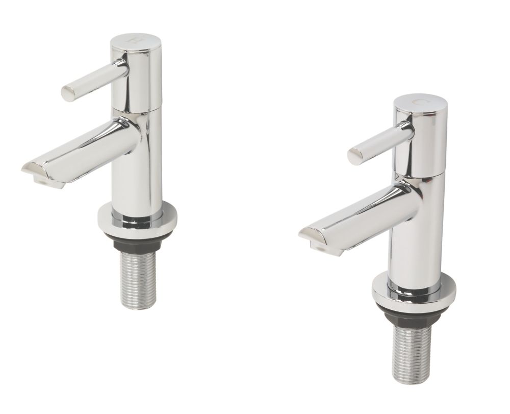 Swirl Essential Bathroom Basin Taps Chrome 1 Pair Screwfix