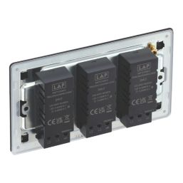 LAP  3-Gang 2-Way LED Dimmer Switch  Matt Black with Colour-Matched Inserts