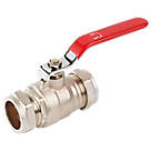Midbrass  Compression Full Bore 1" Lever Ball Valve with Blue/Red Handles