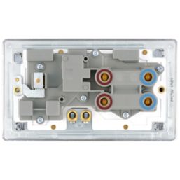 LAP  45A 2-Gang DP Cooker Switch & 13A DP Switched Socket Polished Chrome with LED with White Inserts