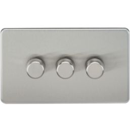 Knightsbridge  3-Gang 2-Way LED Intelligent Dimmer Switch  Brushed Chrome
