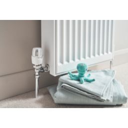 Drayton RT414 15mm x 1/2" White Angled Traditional Thermostatic Radiator Valve & Lockshield