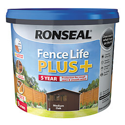 Ronseal Fence Life Plus Shed & Fence Treatment Medium Oak 9Ltr
