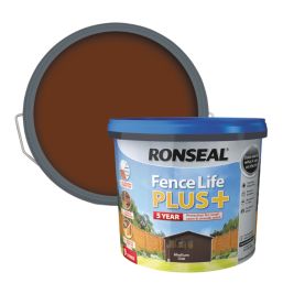 Ronseal Fence Life Plus 9Ltr Medium Oak Shed & Fence Paint