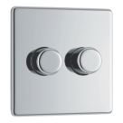 LAP  2-Gang 2-Way LED Dimmer Switch  Polished Chrome with Colour-Matched Inserts