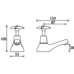 Bristan 5412 Cross Head Chrome 100mm Deck Mounted Cross Head 2 Tap Holes Bath Pillar Tap