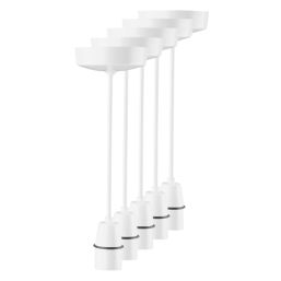MK  6" Pendant Set Light Fitting B22 White 3 1/2" 5 Pack