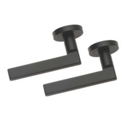 Designer Levers Scylla Lever on Rose Door Handle Pair Matt Black