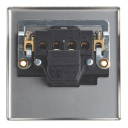 Contactum iConic 32A 1-Gang DP Control Switch Brushed Steel  with Black Inserts