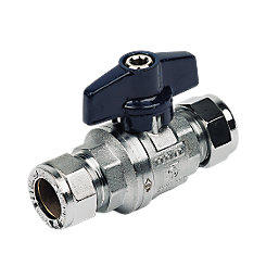 Pegler PB300T Compression Full Bore 15mm Tee Ball Valve with Blue Handle
