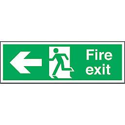 Non Photoluminescent "Fire Exit" Left Arrow Sign 150mm x 450mm