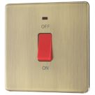 LAP  45A 1-Gang 2-Pole Cooker Switch Antique Brass with LED with Red Inserts