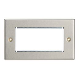 Contactum iConic 4-Module Modular Faceplate Brushed Steel