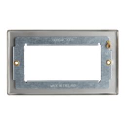 Contactum iConic 4-Module Modular Faceplate Brushed Steel
