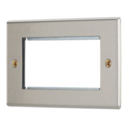 Contactum iConic 4-Module Modular Faceplate Brushed Steel