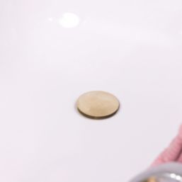 ETAL Freeflow Brushed Brass Square Head Bath Overflow Filler Tap  With Clicker Waste