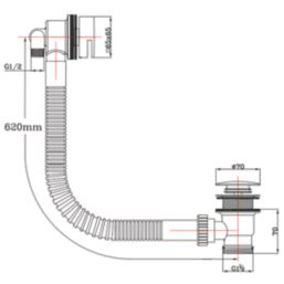 ETAL Freeflow Brushed Brass Square Head Bath Overflow Filler Tap  With Clicker Waste