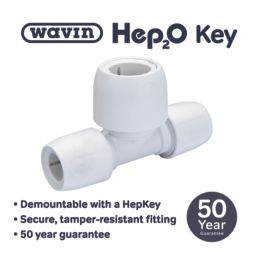 Hep2O  Plastic Push-Fit Reducing Tee 15mm x 15mm x 22mm