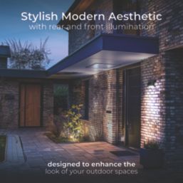 Luceco Prysm Outdoor LED Solar-Powered Wall Light, USB Rechargeable With PIR Sensor Black 600lm